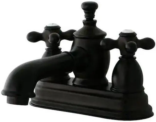 Alt view image 5 of 8 - Kingston Brass KS7005AX 4 in. English Country Centerset Lavatory Faucet with Brass Pop-Up Cross Handle, Oil Rubbed Bronze