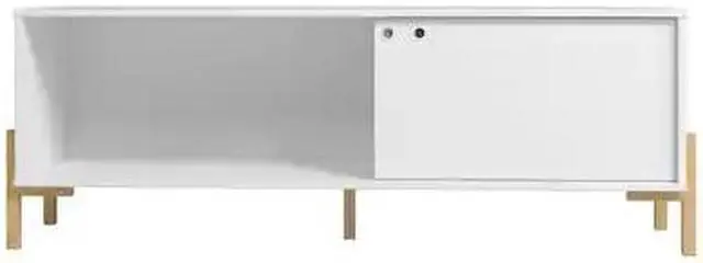 Alt view image 11 of 18 - Bowery 55.12 TV Stand with 2 Shelves in White and Oak