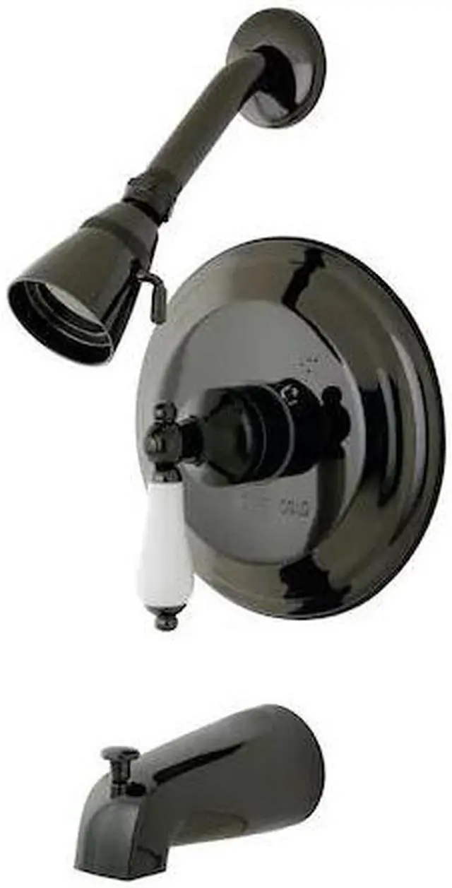 Alt view image 2 of 2 - Kingston Brass NB3630PL Water Onyx Pressure Balanced Tub & Shower Faucet with Porcelain Lever Handle