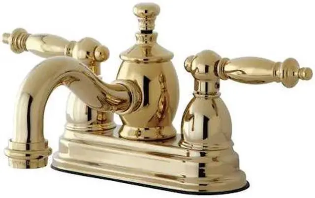 Alt view image 3 of 6 - Kingston Brass KS7102TL 4 in. Templeton Centerset Lavatory Faucet with Brass Pop-Up & Metal Lever Handle Polished Brass