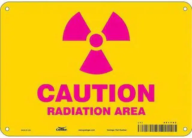 Main image of CONDOR 451Y82 Radiation Safety Sign, 7 in H, 10 in W, Aluminum, Vertical