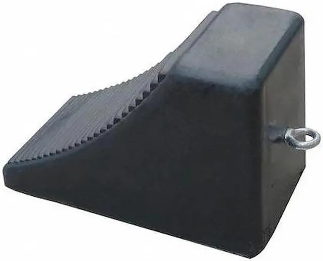 Main image of ZORO SELECT 22XW84 Wheel Chock,Molded Rbr w/Stl Grab,Black