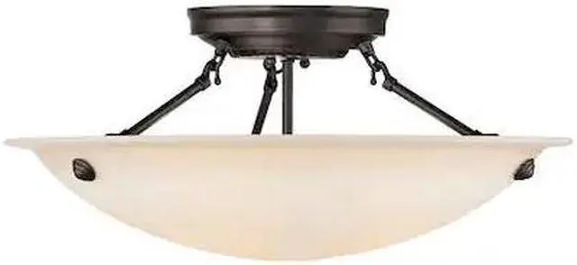 Alt view image 2 of 2 - Livex Lighting 5626-07 Home Basics 3 Light Bronze Semi Flush Mount with Honey Alabaster Glass