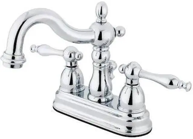Alt view image 4 of 4 - Kingston Brass KB1601NL 4 in. Heritage Centerset Lavatory Faucet with Retail Pop-Up & Metal Lever Handle Chrome
