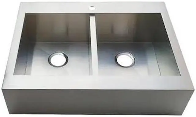 Alt view image 2 of 2 - Gourmetier GKTDF362491 Edinburg Drop-In 36 Inch Double Bowl Kitchen Sink, Brushed