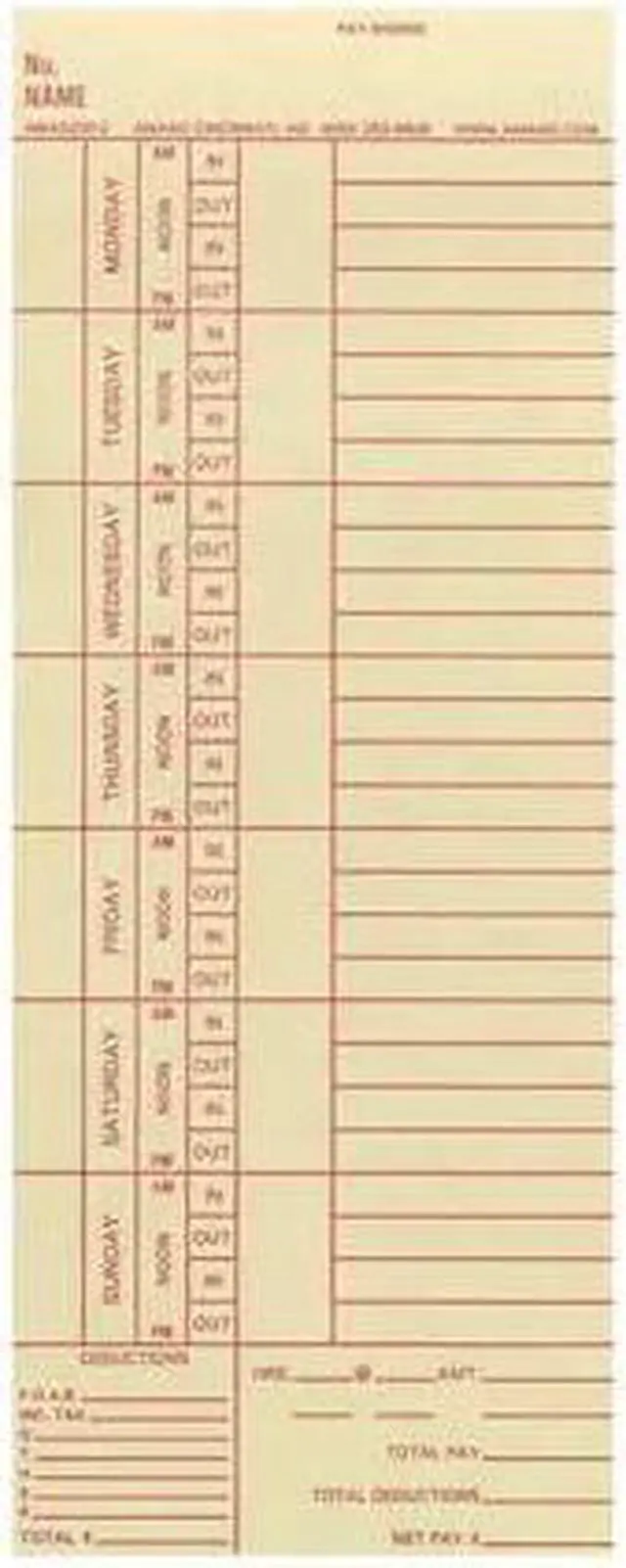 Main image of AMANO AMA5200-2 Bi-Weekly Time Cards,PK1000