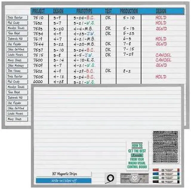 Alt view image 4 of 4 - MAGNA VISUAL NMW-3648G 36"x48" Magnetic Porcelain Planning Board, White/Blue