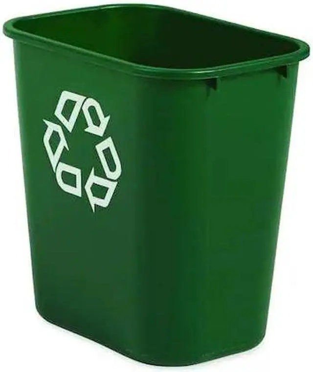 Alt view image 3 of 9 - RUBBERMAID FG295606GRN Rectangular Desk-Side Wastebasket 28 qt., Plastic, Green