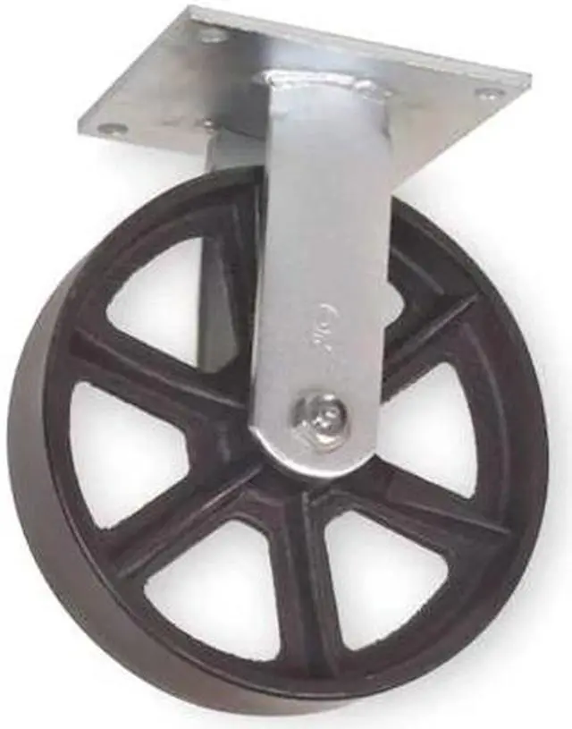 Main image of ZORO SELECT 1NVR6 Rigid Plate Caster,Cast Irn,8 in,1200 lb