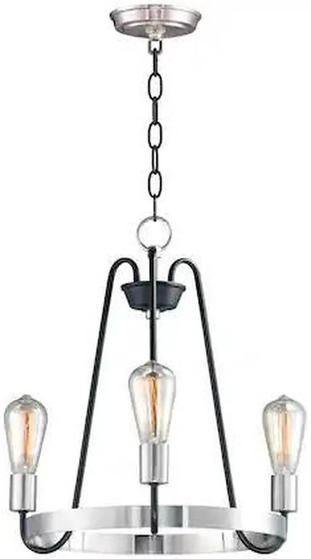 Main image of MAXIM 11733BKSN Haven 3-Light 18.5" Wide Black / Satin Nickel Chandelier
