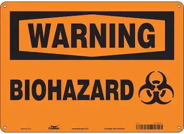Main image of CONDOR 447X61 Biohazard Sign, 10 in H, 14 in W, Polyethylene, Horizontal