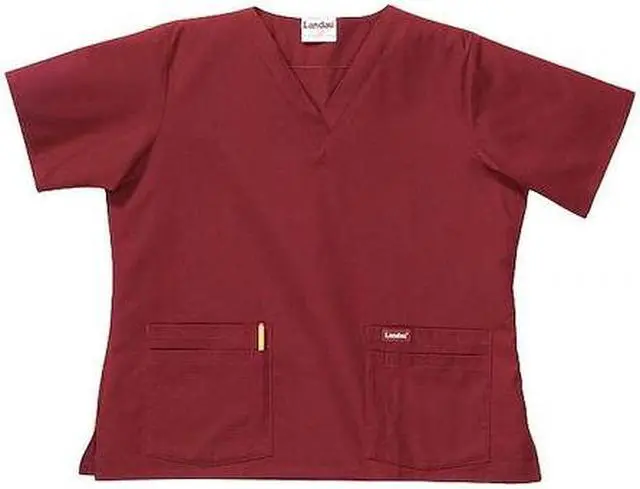 Main image of LANDAU 8219RWPMED Scrub Shirt, Cotton/Polyester, Short Sleeve, 4 Pockets,