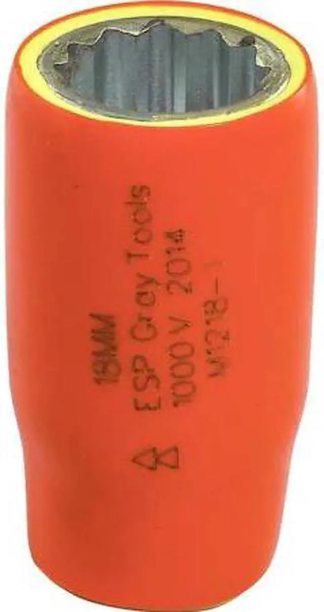 Main image of GRAY TOOLS M1218-I 18mm X 1/2" Drive, 12 Point Standard Length, 1000V Insulated