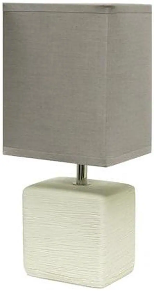 Alt view image 7 of 14 - Simple Designs Petite Faux Stone Table Lamp with Fabric Shade, OffWhite with Gray Shade