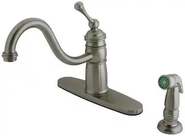 Alt view image 2 of 2 - Kingston Brass KB1578BLSP Mono Deck Mount Kitchen Faucet, Brushed Nickel