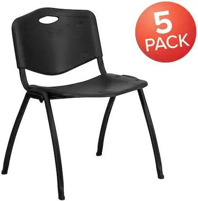Alt view image 11 of 17 - 5 Pk. HERCULES Series 880 lb. Capacity Black Plastic Stack Chair