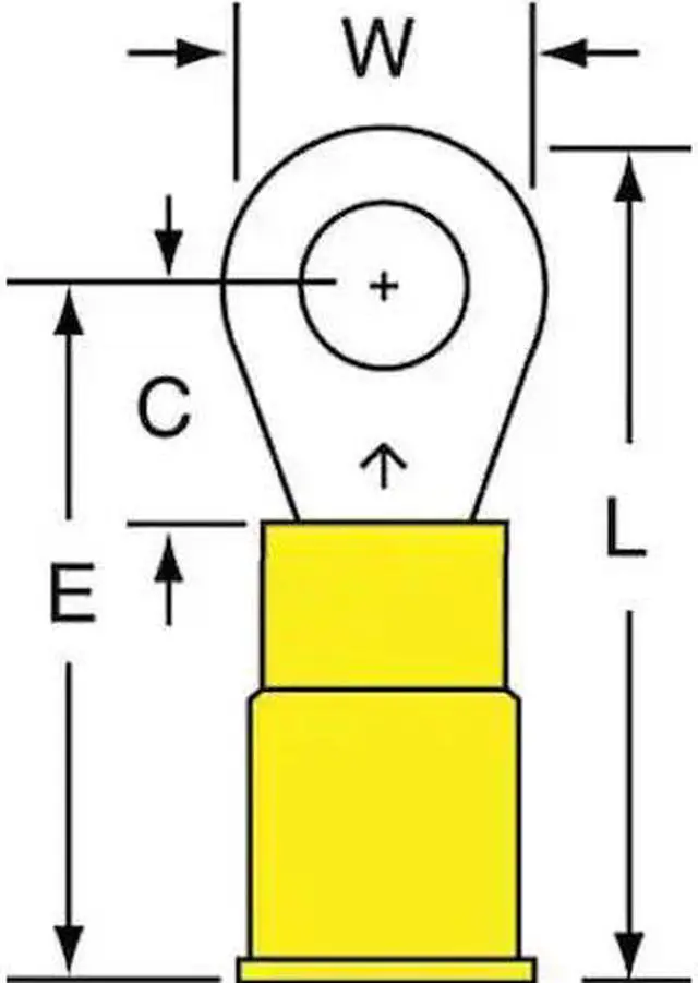 Alt view image 4 of 4 - 3M MNG10-10RK Ring Terminal, #10 Stud Size, 10 AWG, 1,000 V, Nylon Insulated,