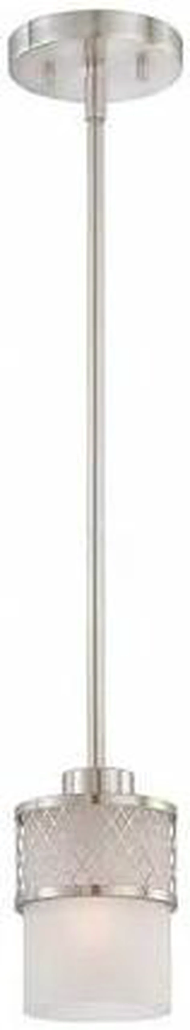 Main image of NUVO 60-4688 Fusion 1 Light Mini Pendant Frosted Glass Brushed Nickel