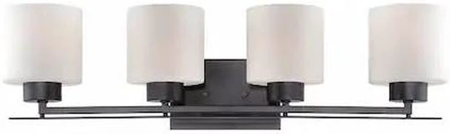 Main image of NUVO 60-5304 Parallel 4 Light Vanity Fixture Etched Opal Glass Aged Bronz