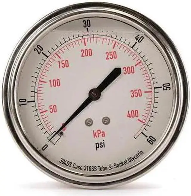 Main image of ZORO SELECT 4CFV1 Commercial Pressure Gauge, 0 to 60 psi, 3 1/2 in Dial, 1/4 in