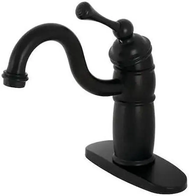 Alt view image 2 of 3 - Kingston Brass KB1480BL Vintage Single-Handle Monoblock Bar Faucet, Matte Black