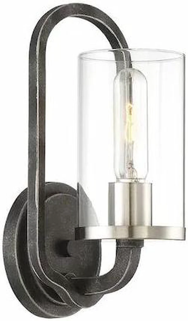 Main image of NUVO 60-6121 1 Light Sherwood Wall Sconce Iron Black Brushed Nickel Accen