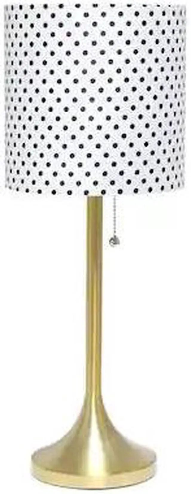 Alt view image 7 of 20 - Simple Designs Gold Tapered Table Lamp with Polka Dot Fabric Drum Shade