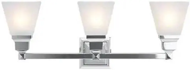 Alt view image 2 of 2 - Livex Lighting 1033-05 Mission 3 Light Vanity Polished Chrome with Frosted Glass