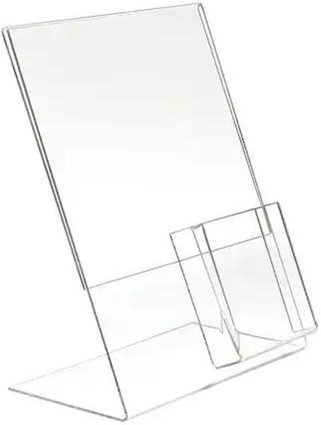 Alt view image 2 of 2 - 8-1/2"W x 11"H Acrylic Slantback w/ 4" Pocket for Counter Top - Clear Color,Pack Size - 6