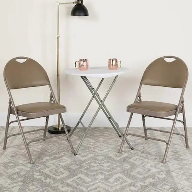 Alt view image 11 of 17 - 4 Pk. HERCULES Series Ultra-Premium Triple Braced Beige Vinyl Metal Folding Chair with Easy-Carry Handle