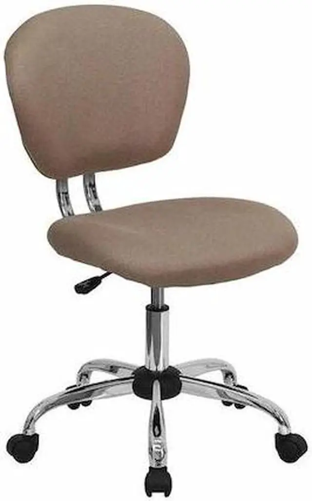 Alt view image 14 of 20 - Mid-Back Coffee Brown Mesh Padded Swivel Task Chair with Chrome Base