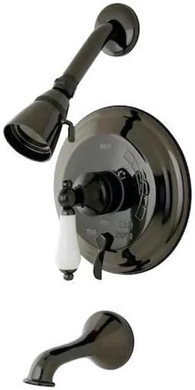 Alt view image 2 of 2 - Kingston Brass NB36300PL Water Onyx Pressure Balanced Tub & Shower Faucet with Porcelain Lever Handle and Vintage Spout