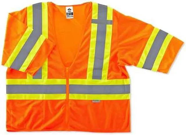 Alt view image 3 of 5 - Ergodyne GloWear 8330Z Class 3 Hi-Visibility Two-Tone Vest Orange Small/Medium
