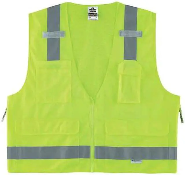 Main image of ERGODYNE 8250Z Lime Type R Class 2 Surveyors Vest,L/XL, poly, Zipper closure