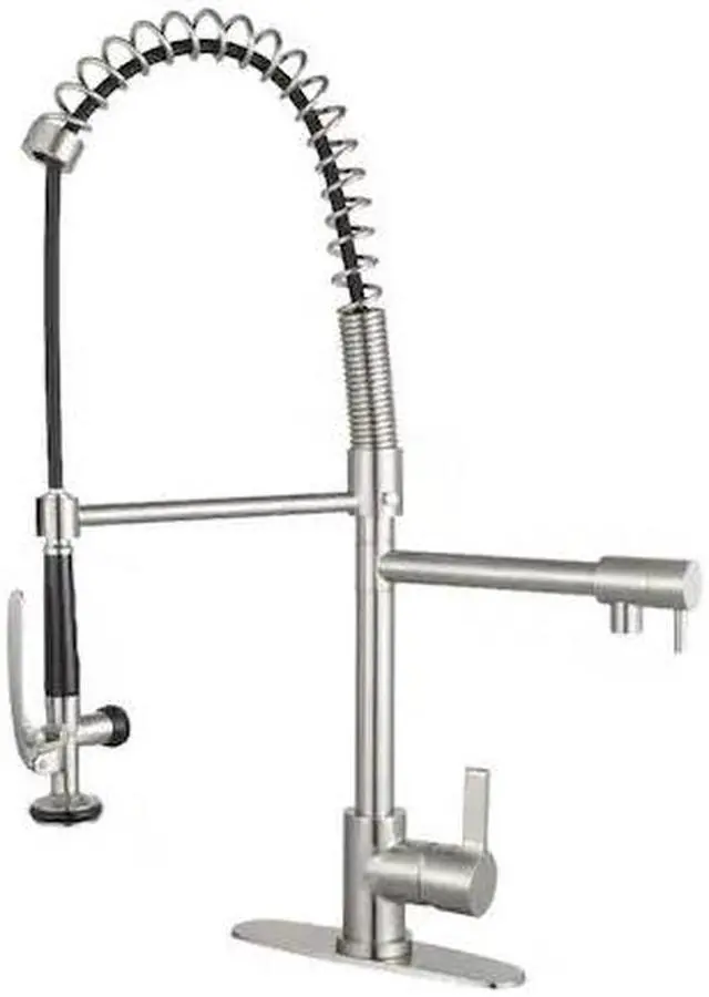 Alt view image 2 of 12 - Gourmetier LS8508CTL Continental Single-Handle Pre-Rinse Kitchen Faucet, Brushed Nickel
