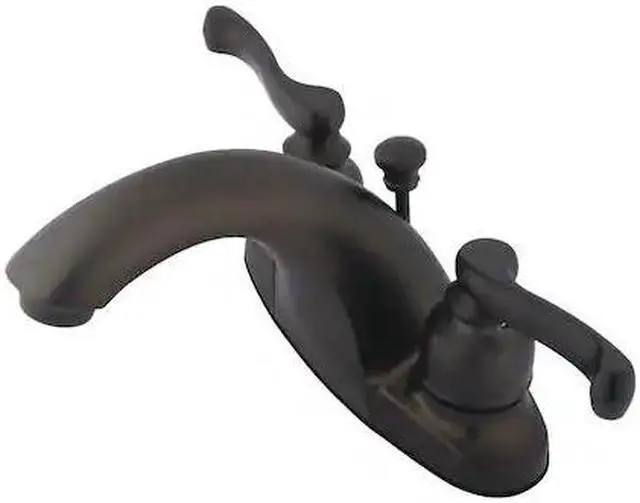 Alt view image 3 of 3 - Kingston Brass KB7645FL 4 in. Lavatory Faucet with Retail Pop-Up & Metal Lever Handle Oil Rubbed Bronze