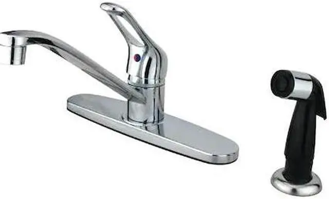 Alt view image 2 of 3 - Kingston Brass KB562 Single Handle Kitchen Faucet With Black Sprayer