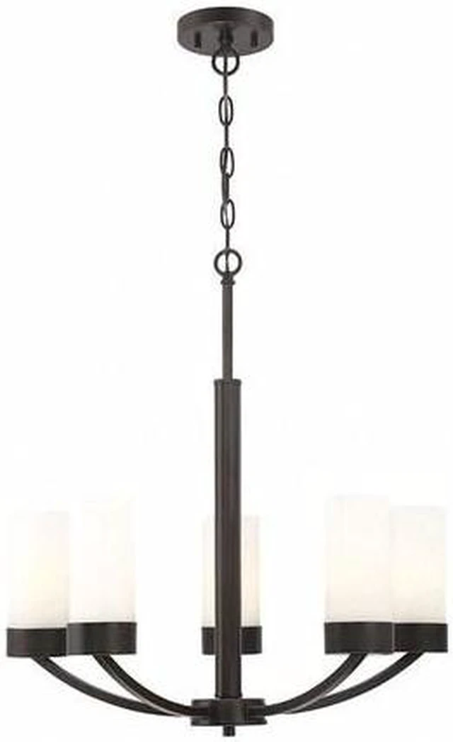 Main image of NUVO 60-6325 Denver 5 Light Chandelier Fixture Mahogany Bronze Finish Mah