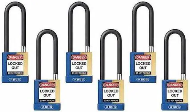 Alt view image 2 of 2 - Abus Alike-Keyed Padlock, Open Shackle Type, 3" Shackle Height, Blue  20116