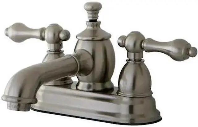 Alt view image 3 of 6 - Kingston Brass KS7008AL 4 in. English Country Centerset Lavatory Faucet with Brass Pop-Up with Metal Lever Handle, Satin Nickel