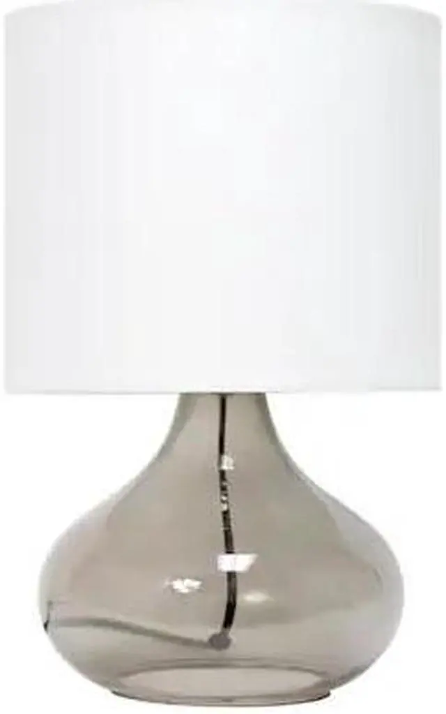Alt view image 6 of 14 - Simple Designs Glass Raindrop Table Lamp with Fabric Shade, Smoke Gray with White Shade