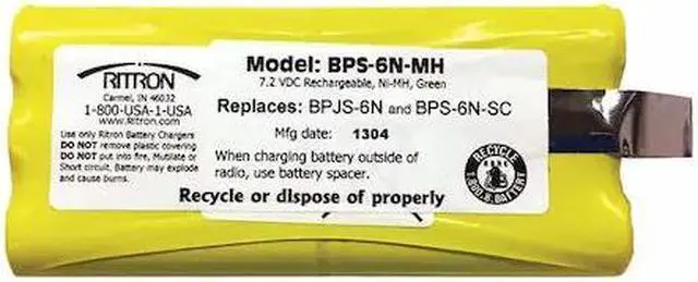 Alt view image 2 of 2 - RITRON BPS-6N-MH SKU#:4VM33,MFR#:BPS-6N-MH,1200mAh