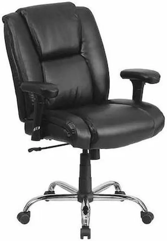Alt view image 18 of 20 - HERCULES Series Big & Tall 400 lb. Rated Black LeatherSoft Ergonomic Task Office Chair with Chrome Base and Adjustable Arms