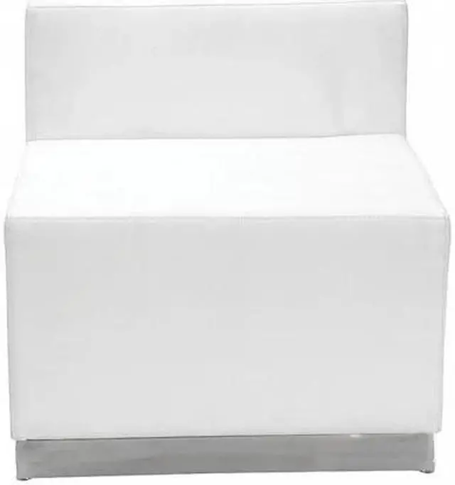 Alt view image 4 of 20 - HERCULES Alon Series Melrose White LeatherSoft Chair with Brushed Stainless Steel Base