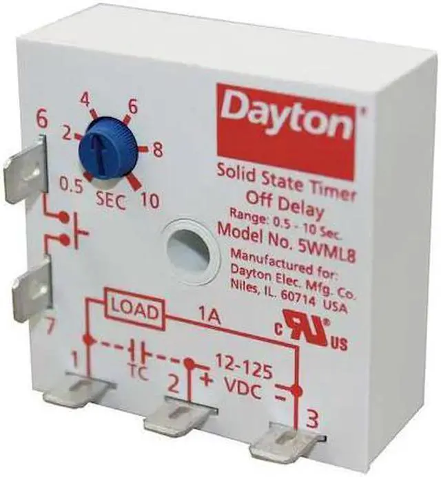 Alt view image 2 of 3 - DAYTON 5WML8 Single Function Encapsulated Timing Relay, Square, Off Delay, 1