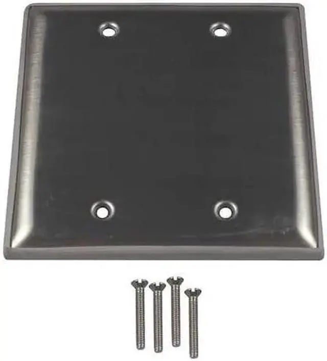 Main image of CALBRITE S607BLPLTD Box Cover, Square Box Type, 2 Gang, Stainless Steel, Blank