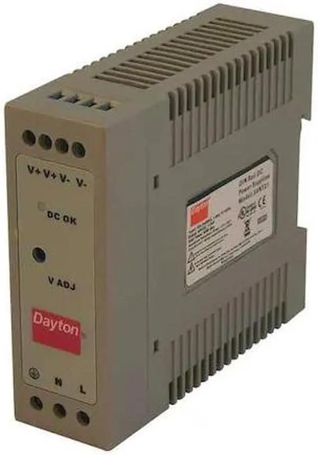 Main image of DAYTON 33NT21 DC Power Supply, 90/264V AC, 50 W, 1 A, DIN Rail