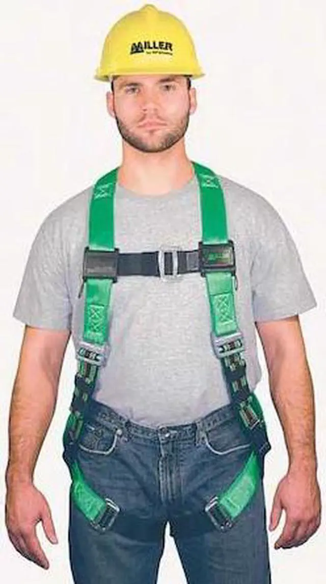 Alt view image 2 of 4 - HONEYWELL MILLER P950/XXLGN Full Body Harness, Vest Style, 2XL, Polyester, Green