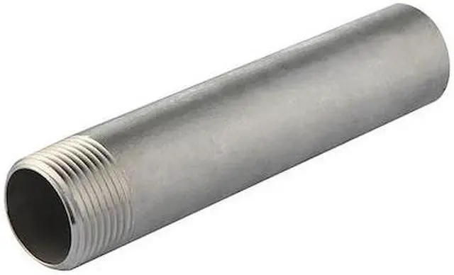 Main image of ZORO SELECT 718-040STRGR 2" MNPT x 4" TOE Stainless Steel Pipe Nipple Sch 40,