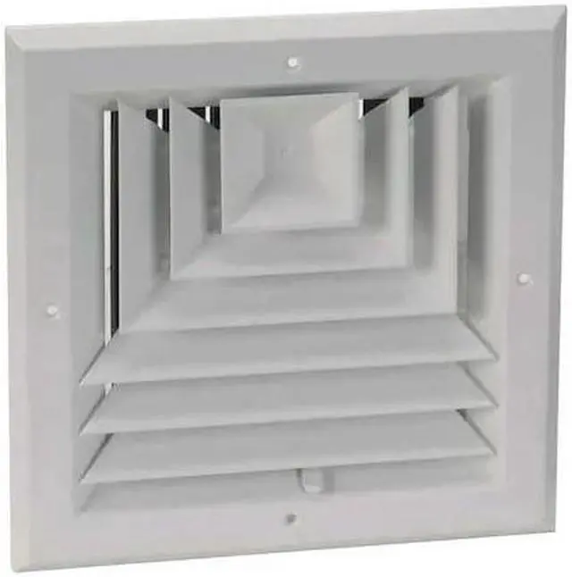 Main image of ZORO SELECT 4MJJ2 6 in Square 3-Way Multilouver Ceiling Diffuser, White